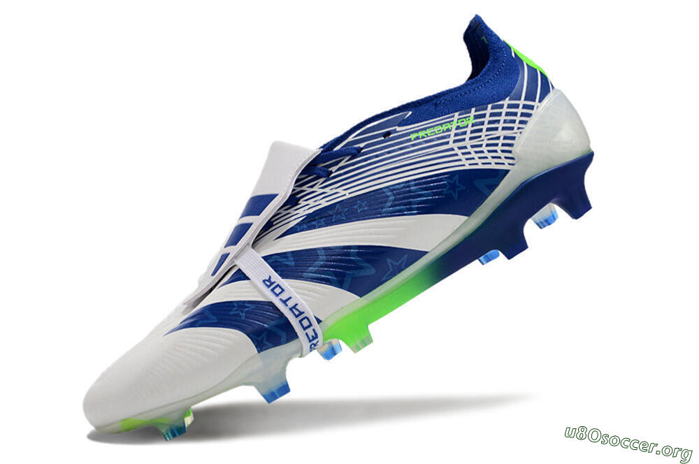 Adidas Predator Elite Foldover Tongue FG Football Boots - White/Blue/Green 5