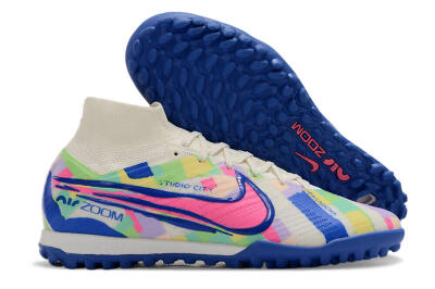 Nike Air Zoom Mercurial Superfly 9 Elite TF Football Shoes - White/Rainbow