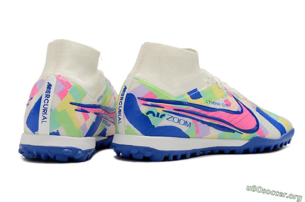 Nike Air Zoom Mercurial Superfly 9 Elite TF Football Shoes - White/Rainbow 6