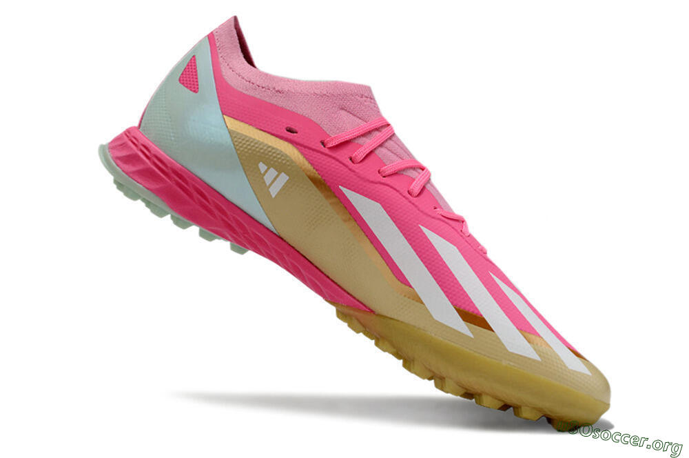 Adidas X 23 Crazyfast.1 TF Football Shoes - Pink/White/Gold 4