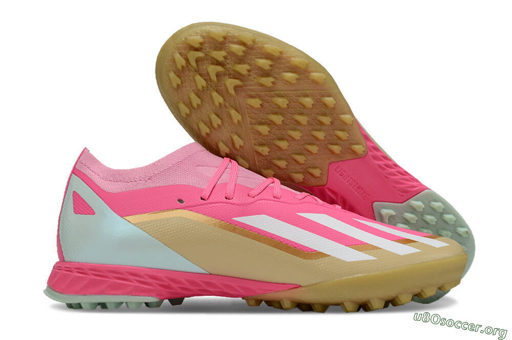 Adidas X 23 Crazyfast.1 TF Football Shoes - Pink/White/Gold 2