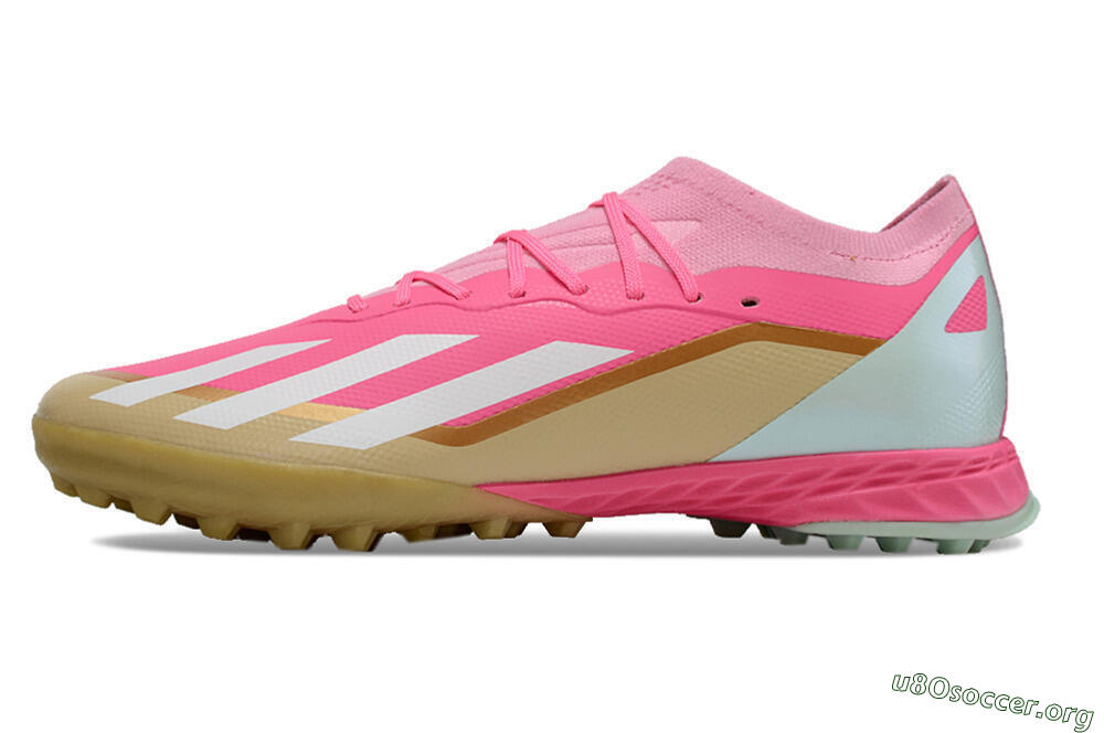 Adidas X 23 Crazyfast.1 TF Football Shoes - Pink/White/Gold 3