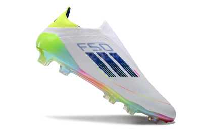 Adidas F50 Elite Laceless FG Football Boots - White/Blue/Pink/Yellow