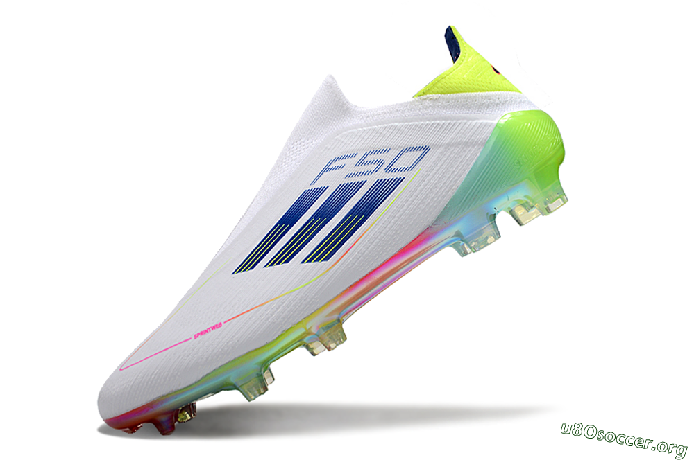 Adidas F50 Elite Laceless FG Football Boots - White/Blue/Pink/Yellow 5