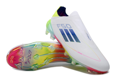Adidas F50 Elite Laceless FG Football Boots - White/Blue/Pink/Yellow