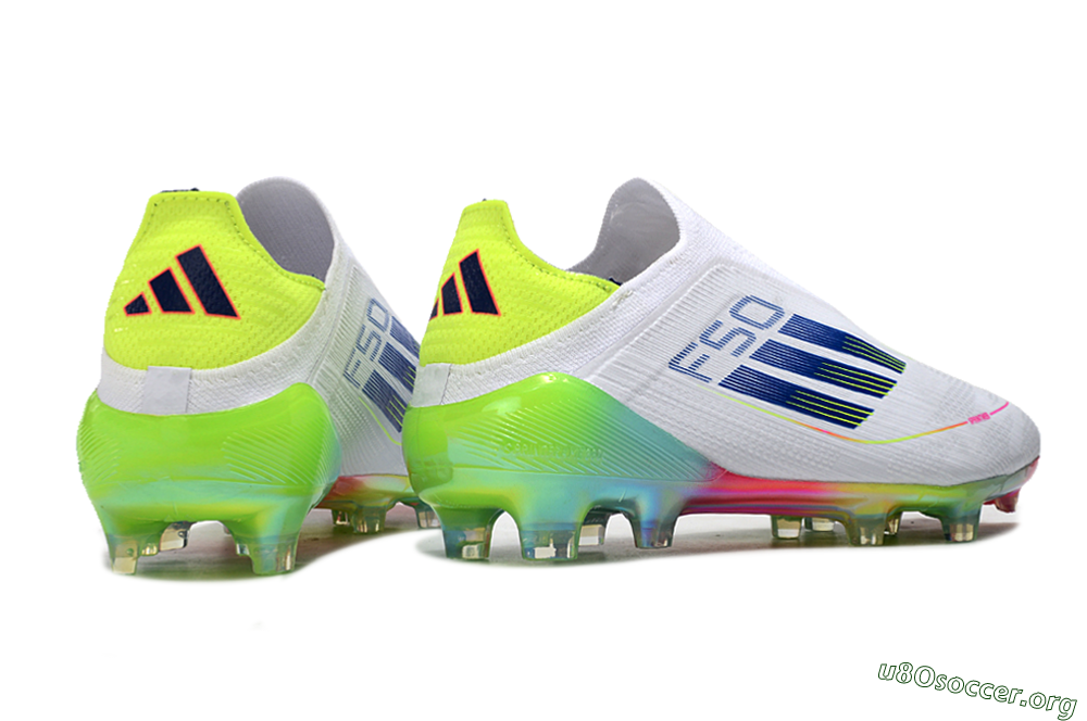 Adidas F50 Elite Laceless FG Football Boots - White/Blue/Pink/Yellow 6