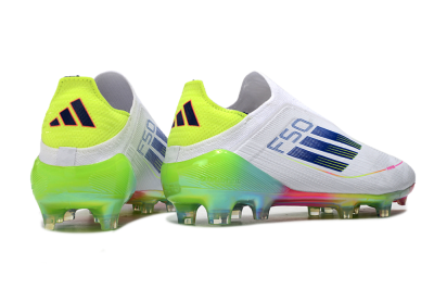 Adidas F50 Elite Laceless FG Football Boots - White/Blue/Pink/Yellow