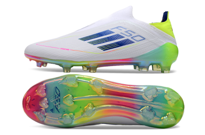 Adidas F50 Elite Laceless FG Football Boots - White/Blue/Pink/Yellow