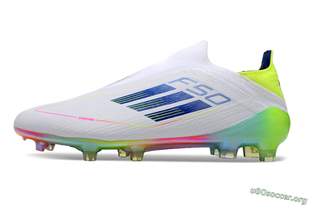 Adidas F50 Elite Laceless FG Football Boots - White/Blue/Pink/Yellow 3