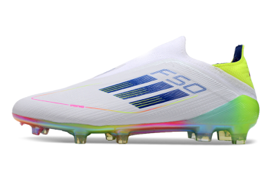 Adidas F50 Elite Laceless FG Football Boots - White/Blue/Pink/Yellow