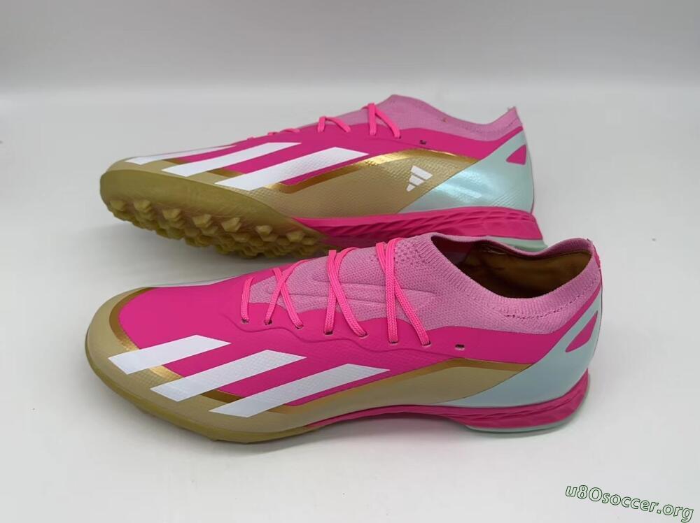 Adidas X 23 Crazyfast.1 TF Football Shoes - Pink/White/Gold