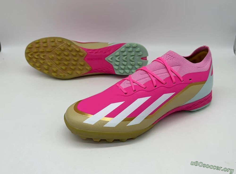 Adidas X 23 Crazyfast.1 TF Football Shoes - Pink/White/Gold