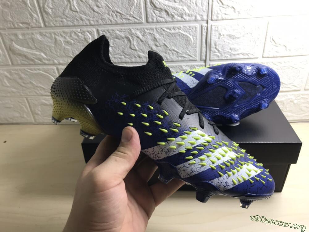 Adidas Predator Freak.1 Low FG Football Boots - Black/Blue/Green