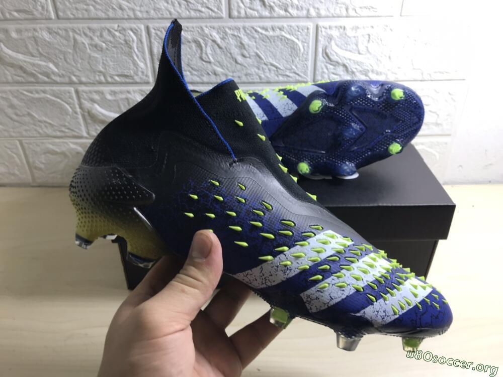 Adidas Predator Freak+ FG Football Boots - Black/White/Blue