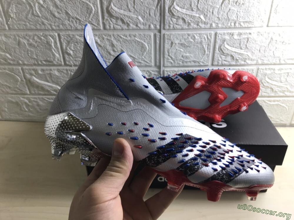Adidas Predator Freak+ FG Football Boots - Silver/Black/Blue/Red