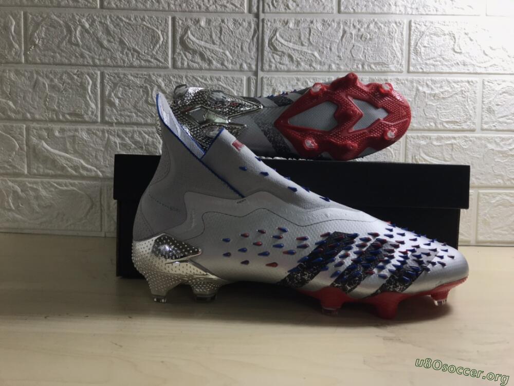 Adidas Predator Freak+ FG Football Boots - Silver/Black/Blue/Red