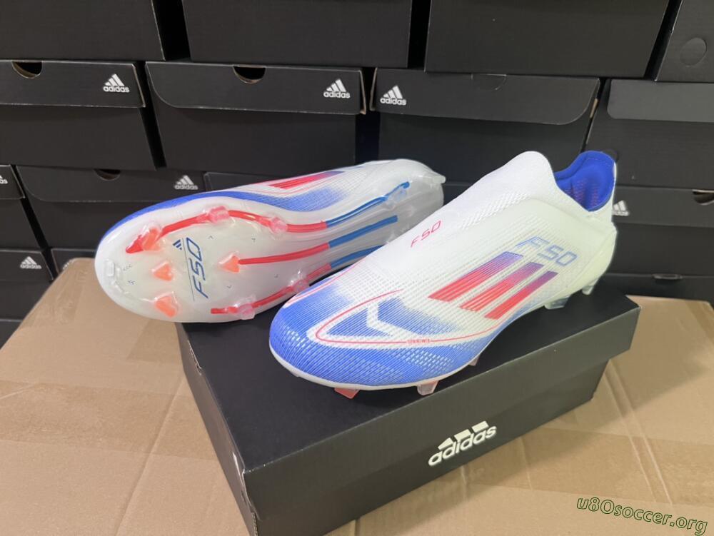 Adidas F50 Adizero FG Football Boots - White/Blue/Orange