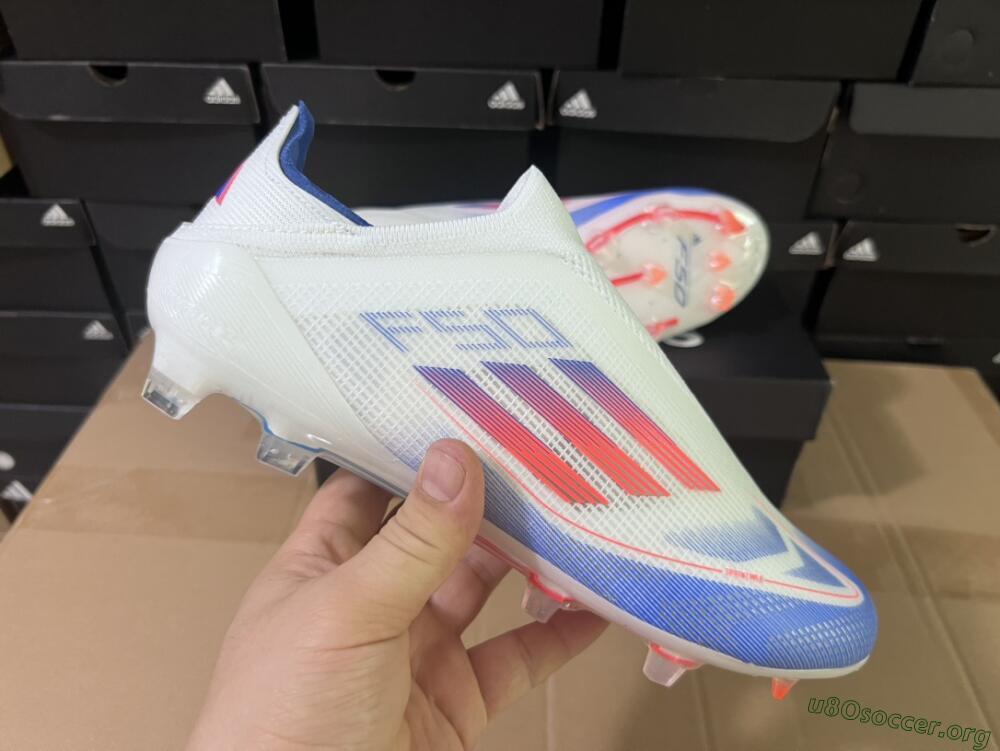 Adidas F50 Adizero FG Football Boots - White/Blue/Orange