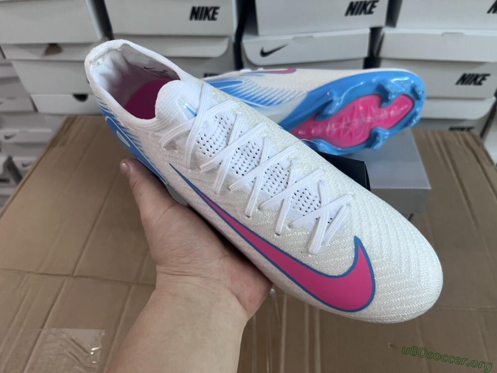 Nike Air Zoom Mercurial Vapor 16 Elite FG Football Boots - White/Pink/Blue