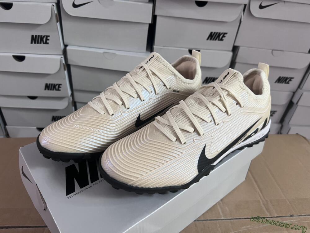 Nike Air Zoom Mercurial Vapor 15 Elite TF Football Shoes - Beige/Black/White