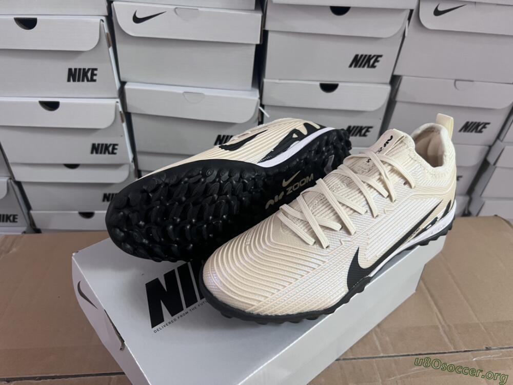 Nike Air Zoom Mercurial Vapor 15 Elite TF Football Shoes - Beige/Black/White