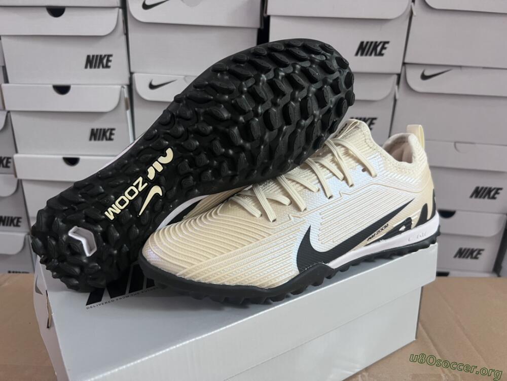 Nike Air Zoom Mercurial Vapor 15 Elite TF Football Shoes - Beige/Black/White
