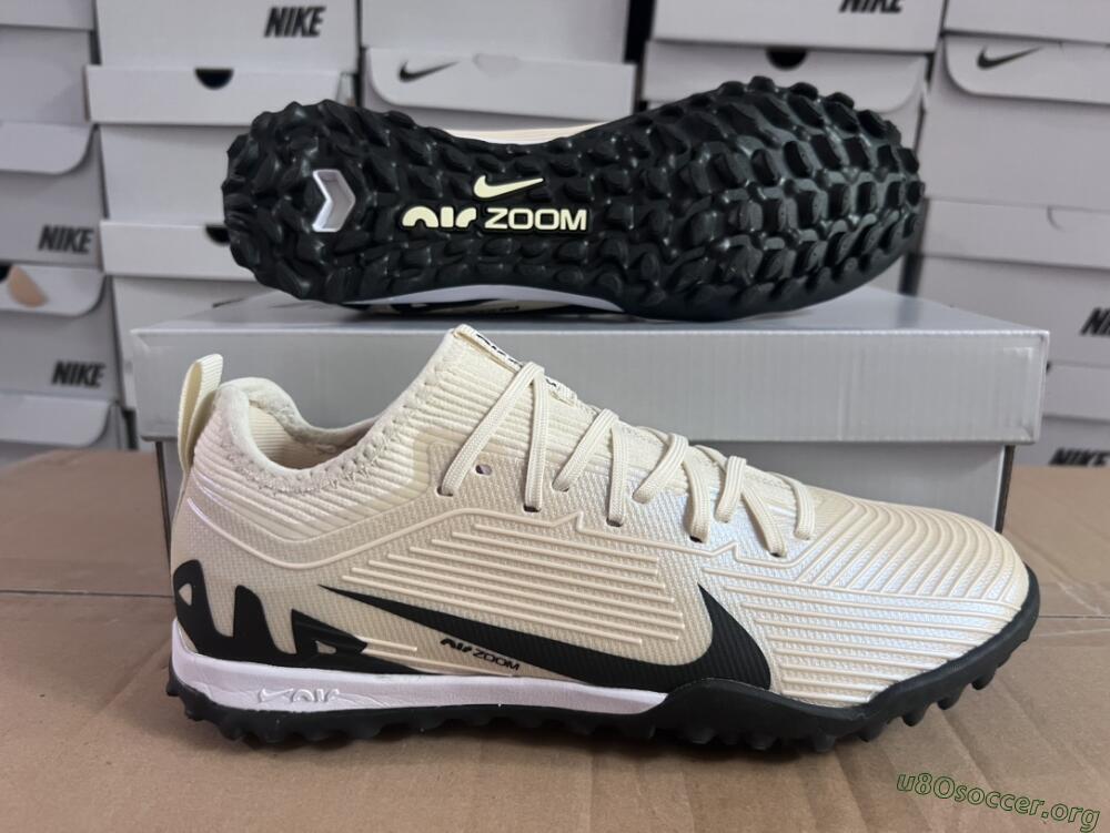 Nike Air Zoom Mercurial Vapor 15 Elite TF Football Shoes - Beige/Black/White