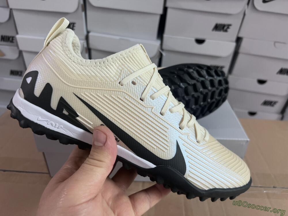 Nike Air Zoom Mercurial Vapor 15 Elite TF Football Shoes - Beige/Black/White