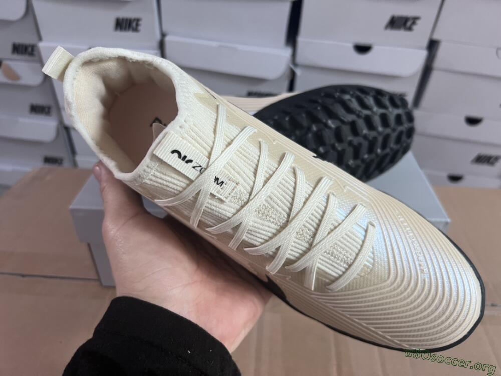 Nike Air Zoom Mercurial Vapor 15 Elite TF Football Shoes - Beige/Black/White
