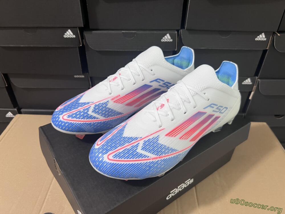 Adidas F50 Adizero FG Football Boots - White/Blue/Pink