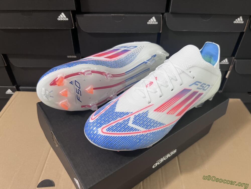 Adidas F50 Adizero FG Football Boots - White/Blue/Pink