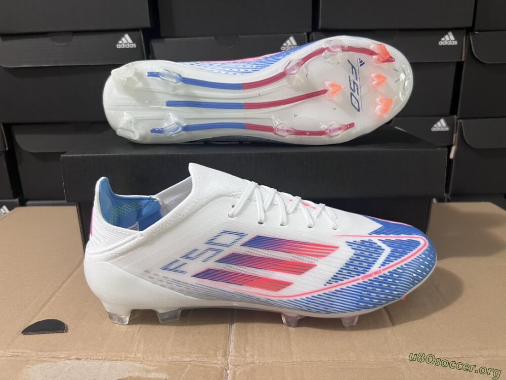 Adidas F50 Adizero FG Football Boots - White/Blue/Pink