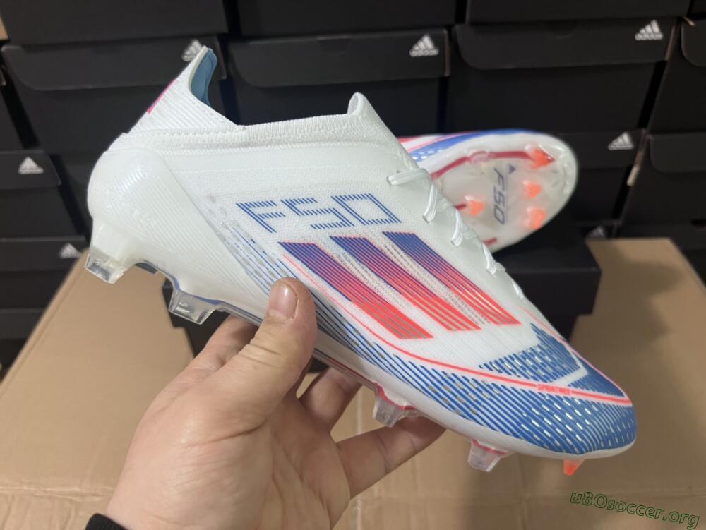 Adidas F50 Adizero FG Football Boots - White/Blue/Pink
