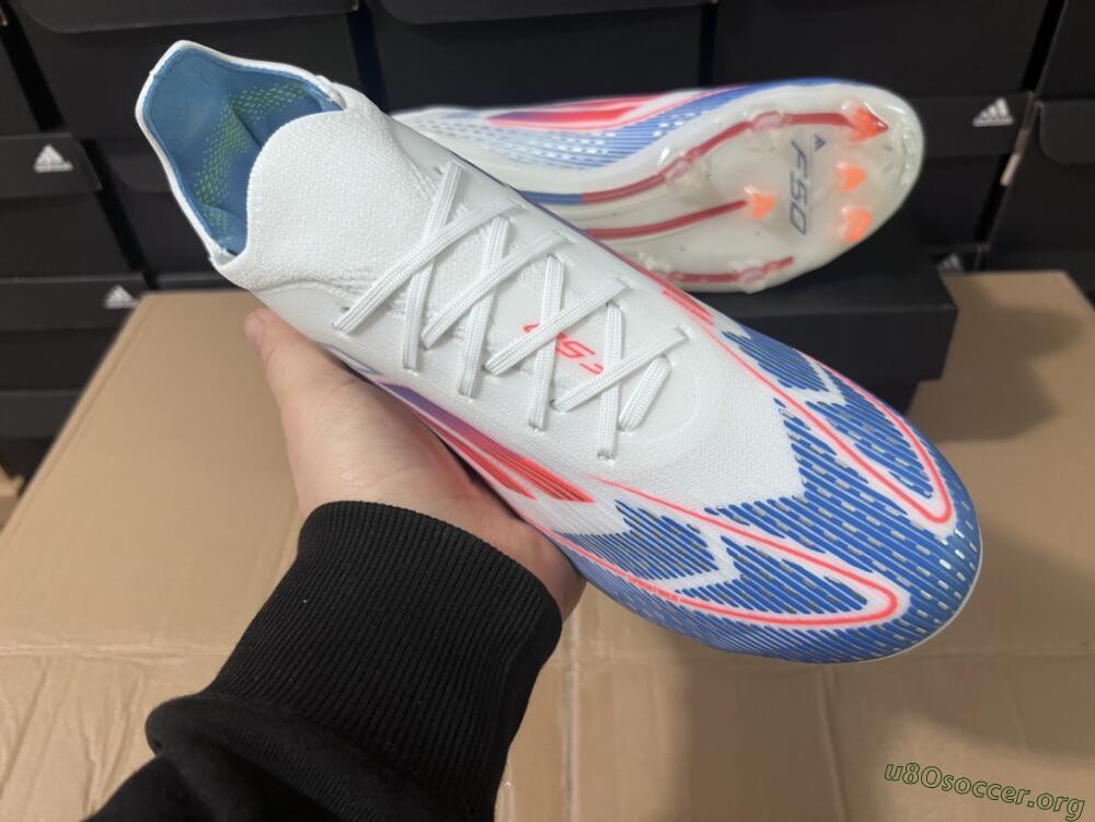 Adidas F50 Adizero FG Football Boots - White/Blue/Pink