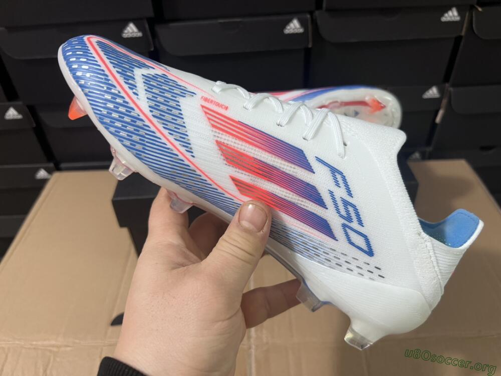Adidas F50 Adizero FG Football Boots - White/Blue/Pink