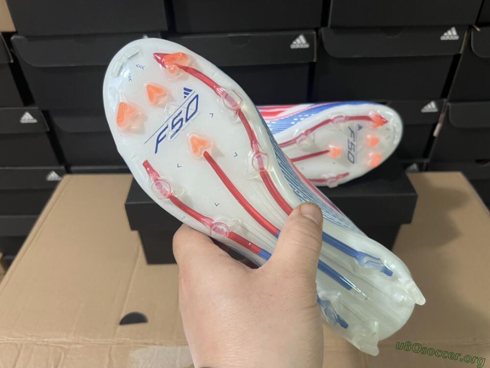 Adidas F50 Adizero FG Football Boots - White/Blue/Pink
