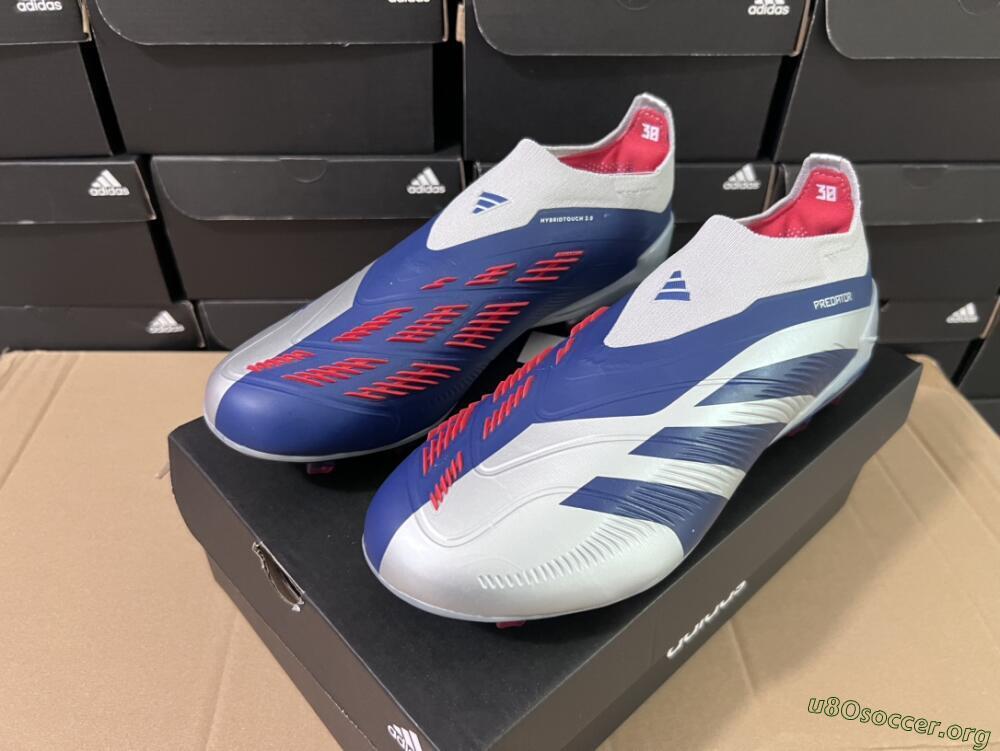 Adidas Predator Accuracy+ Laceless FG Football Boots - Silver/Blue/Red