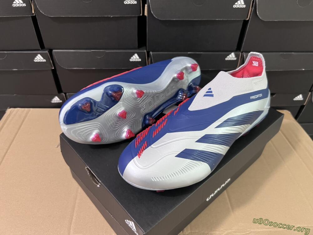 Adidas Predator Accuracy+ Laceless FG Football Boots - Silver/Blue/Red