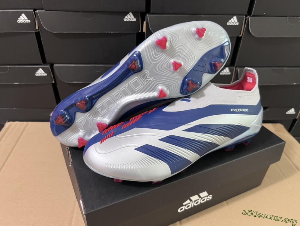 Adidas Predator Accuracy+ Laceless FG Football Boots - Silver/Blue/Red