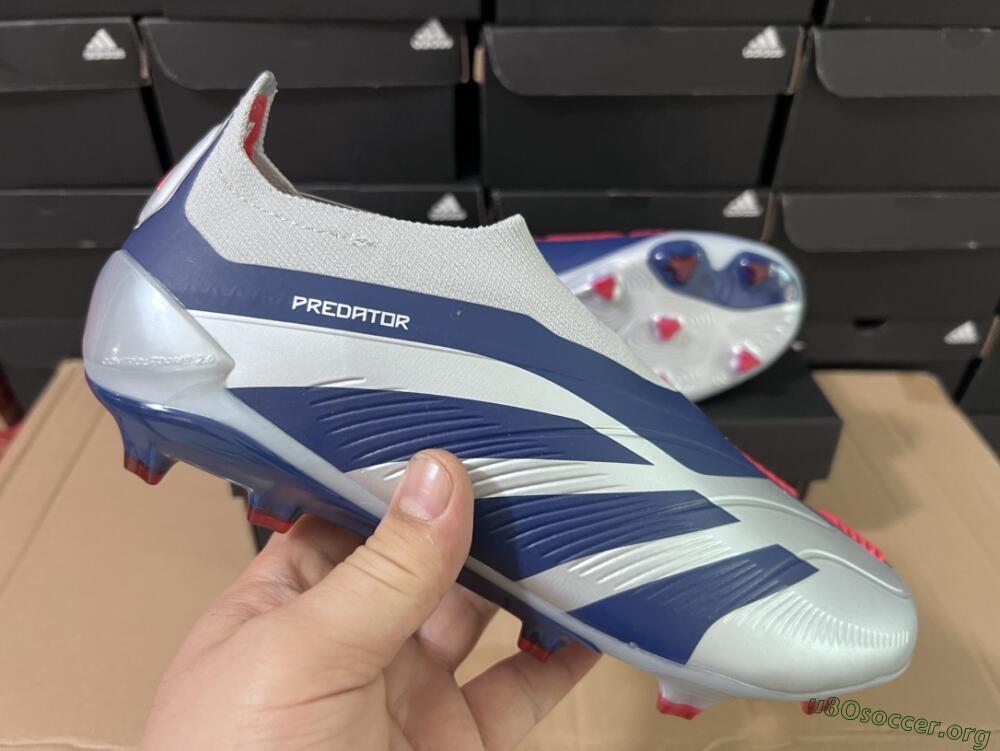Adidas Predator Accuracy+ Laceless FG Football Boots - Silver/Blue/Red