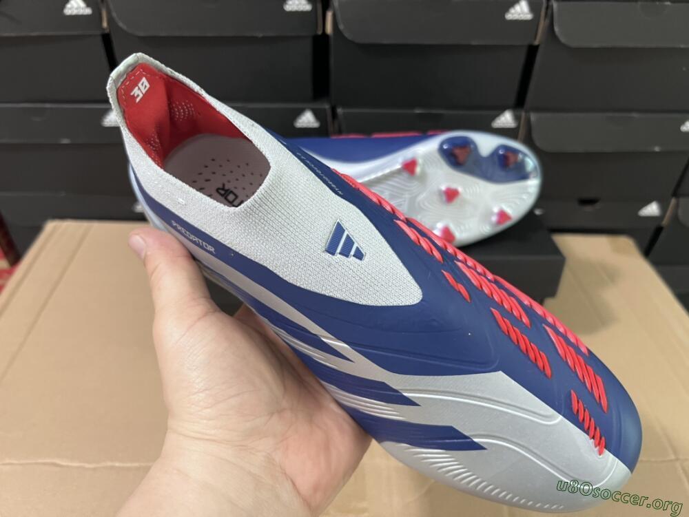Adidas Predator Accuracy+ Laceless FG Football Boots - Silver/Blue/Red