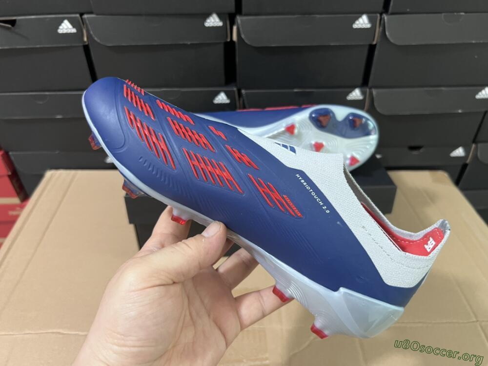 Adidas Predator Accuracy+ Laceless FG Football Boots - Silver/Blue/Red