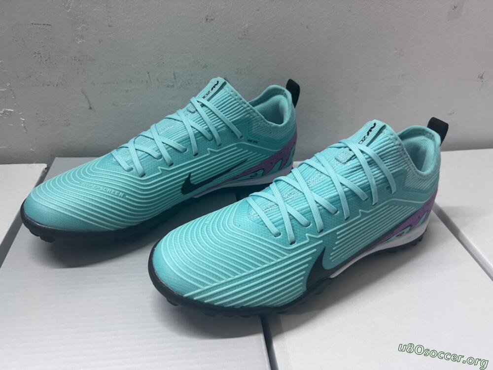 Nike Air Zoom Mercurial Vapor 15 Pro TF Football Shoes - Jade/Black/Purple