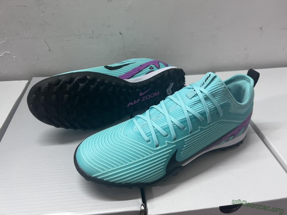 Nike Air Zoom Mercurial Vapor 15 Pro TF Football Shoes - Jade/Black/Purple