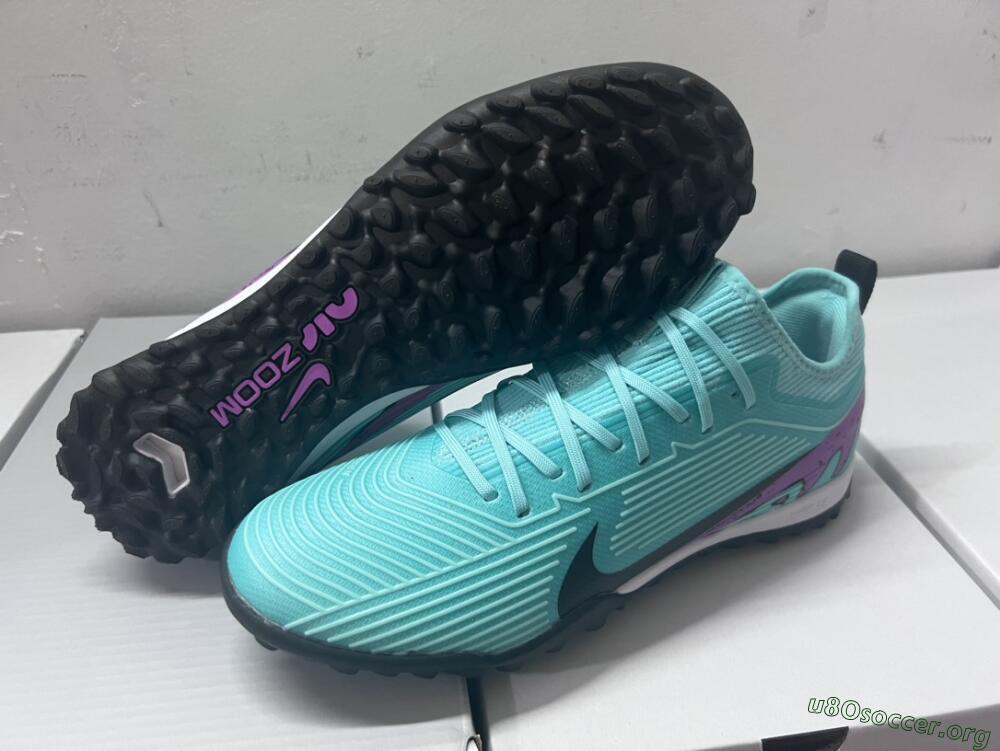 Nike Air Zoom Mercurial Vapor 15 Pro TF Football Shoes - Jade/Black/Purple