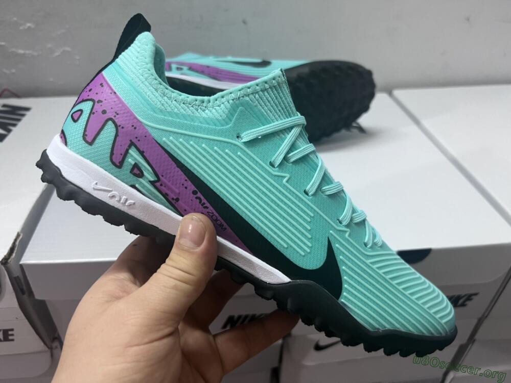 Nike Air Zoom Mercurial Vapor 15 Pro TF Football Shoes - Jade/Black/Purple