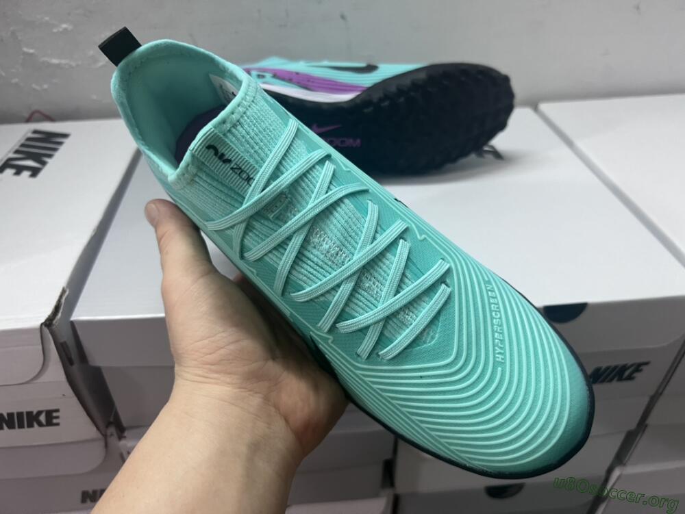 Nike Air Zoom Mercurial Vapor 15 Pro TF Football Shoes - Jade/Black/Purple