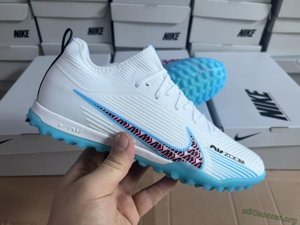 Nike Air Zoom Mercurial Vapor 15 Pro TF Football Shoes - White/Blue/Pink