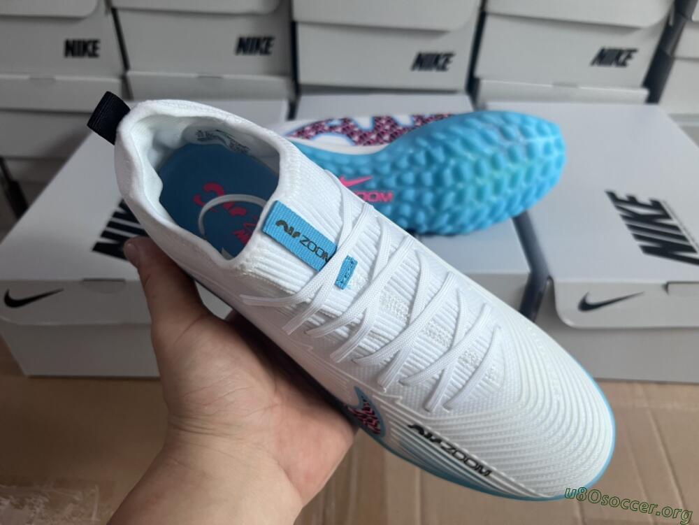 Nike Air Zoom Mercurial Vapor 15 Pro TF Football Shoes - White/Blue/Pink