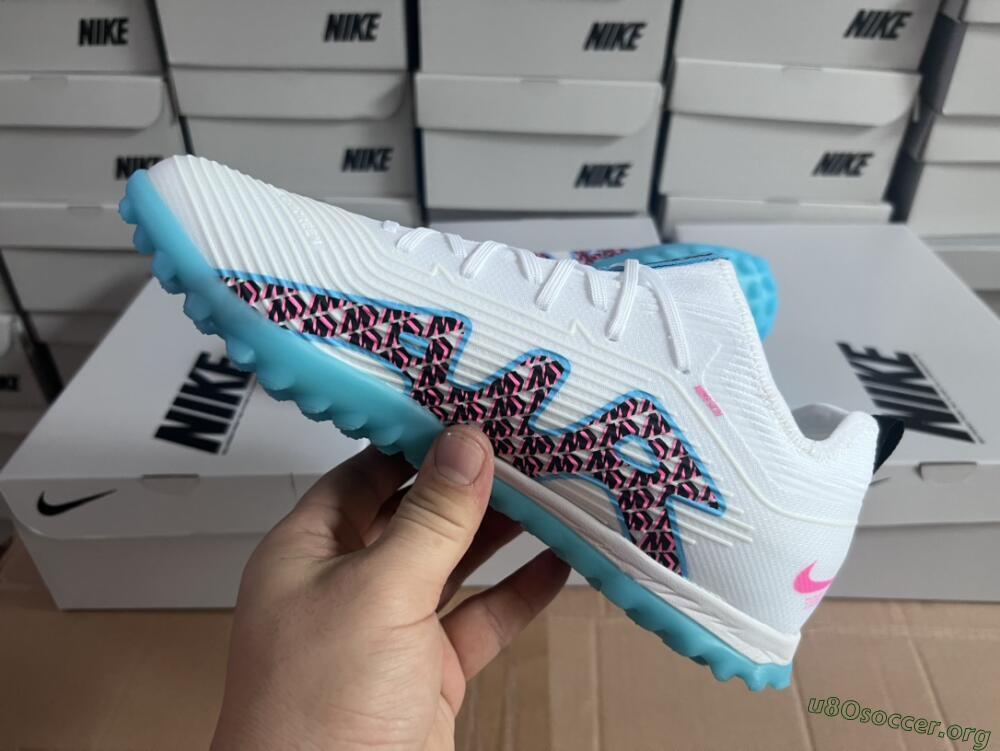 Nike Air Zoom Mercurial Vapor 15 Pro TF Football Shoes - White/Blue/Pink